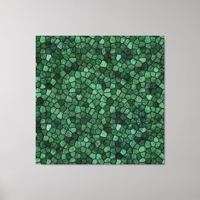Jade Grünes Kopfsteinpflaster-Patchwork-Terrazzo-M Leinwanddruck (Vorderseite)