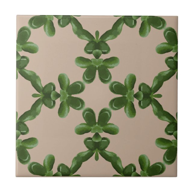 Jade Lattice in Beige Fliese (Vorderseite)
