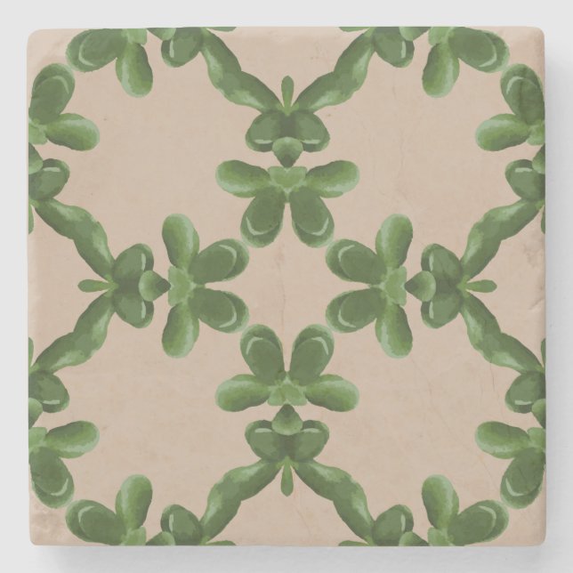 Jade Lattice in Beige Steinuntersetzer (Vorderseite)