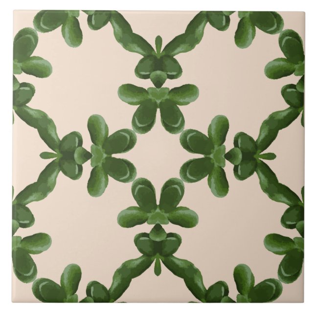 Jade Lattice in Cream Fliese (Vorderseite)