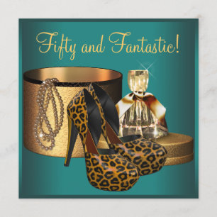Jade Leopard Gold Frauen 50. Geburtstag Einladung