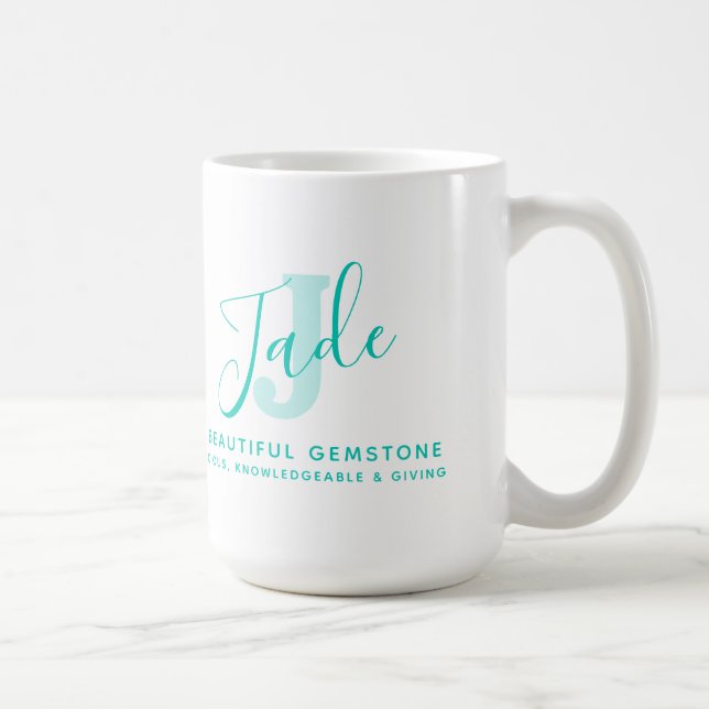 Jade name bedeutet Monogramm J aquamariner Text Kaffeetasse (Rechts)