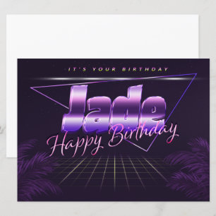 Jade Name Prénom lila retro Carte Anniversaire