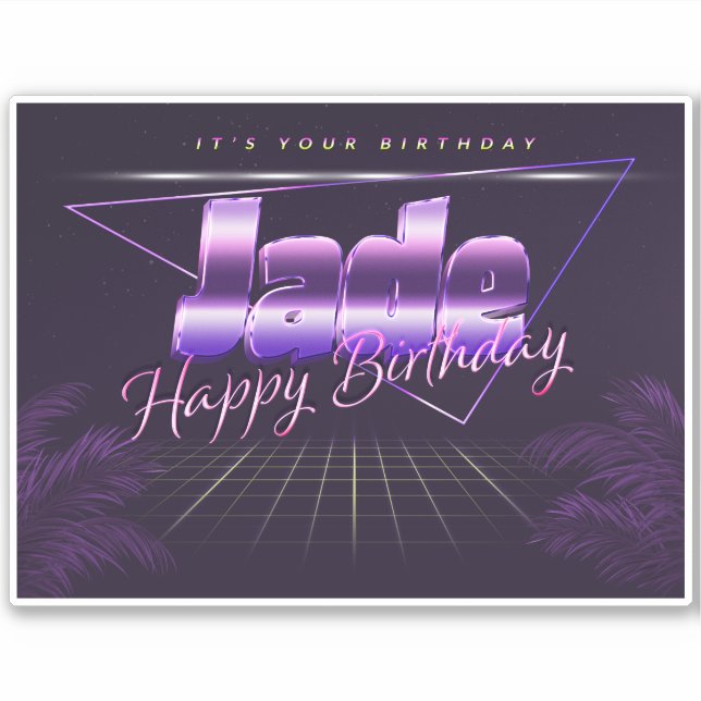 Jade Name Prénom lila retro Sticker (Devant)