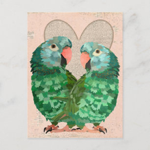 Jade Papageien Herz Postkarte