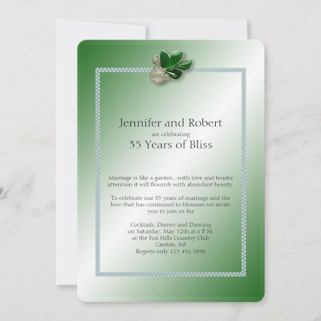 Jade Swan Einladung zum 35. Hochzeitstag (Vorderseite)