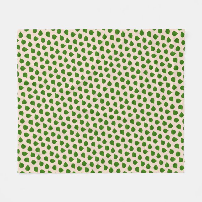 Jade Tree Green Blätter auf Beige Fleecedecke (Vorderseite (Horizontal))