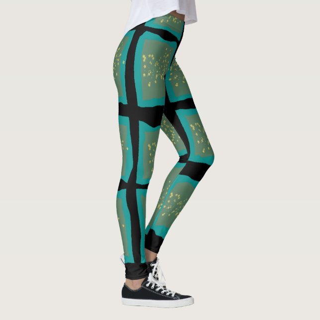 Jade und Türkis mit Gold Leggings (Rechts)