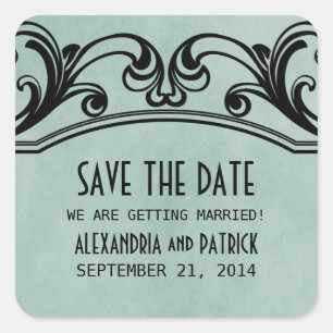 Jade Vintag Wirbel Save the Date Stickers