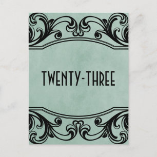Jade Vintage Swirls Tischnummer Postkarte