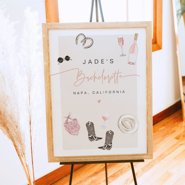 JADE Wine Cowgirl Country Bachelorette Itinerary Poster (Von Creator hochgeladen)