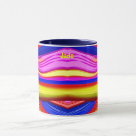 JADE ~ Zany 3D Fraktal ~ Rosa, Gelb und Blau Tasse