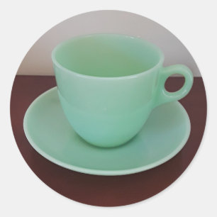 Jadeite Fire-King Cup Saucer Runder Aufkleber