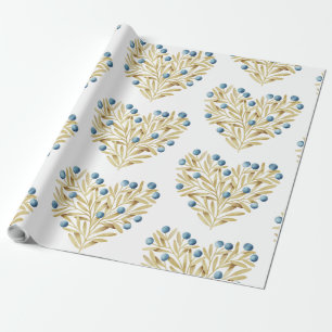 J'adore. Adore Fall. Herbstlaube und Blaubeeren Geschenkpapier