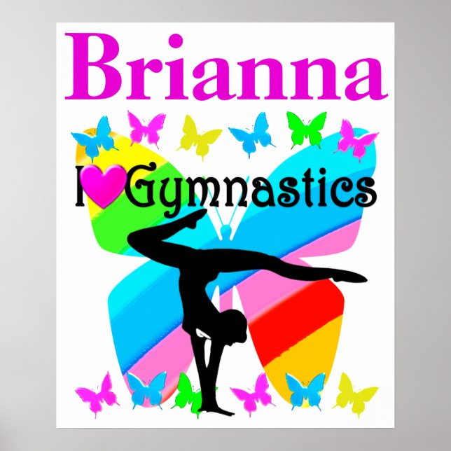 J'ADORE GYMNASTICS PERSONNALISÉ BUTTERFLY POSTER (Devant)