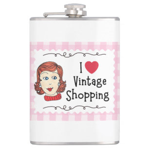 J'adore le shopping vintage Flasque en vinyle enve