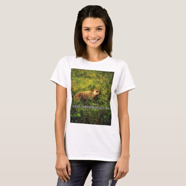 J'adore le t-shirt de la journée de la marmotte (Devant entier)