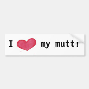 J'adore mon sticker pour pare-chocs de mutt