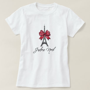 J'adore Noël Eiffel Tower Französisch I Liebe Weih T-Shirt