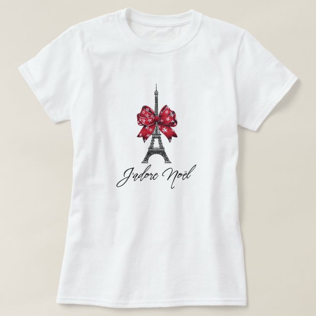 J'adore Noël Eiffel Tower Französisch I Liebe Weih T-Shirt (Design vorne)