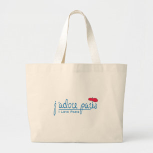 j'adore Paris (I Liebe Paris) mit roter Beete Jumbo Stoffbeutel