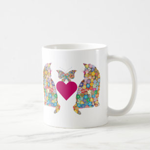 J'adore Paris, Katzen in der Liebe, Schmetterlinge Kaffeetasse