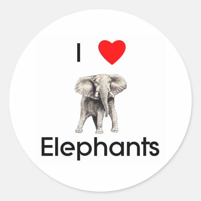 J'adore Sticker pour éléphants (Devant)