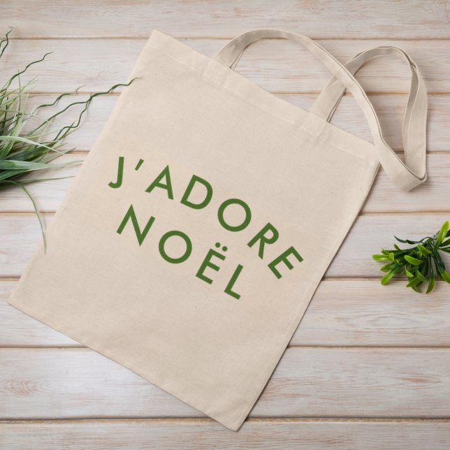 J'adore Weihnachten | Liebe Weihnachten Französisc Tragetasche (“J’adore Noël” tote bag by Guava, featuring chic modern typography for stylish Christmas gifting)
