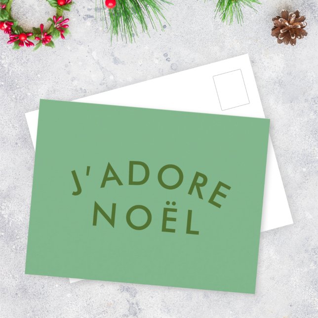 J'adore Weihnachten | Moderne Minimalistische Lieb Postkarte (Von Creator hochgeladen)