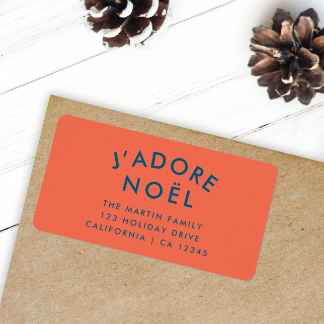 J'adore Weihnachten | Moderne Weihnachts-Rücksende Adressaufkleber (Von Creator hochgeladen)