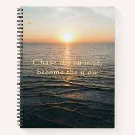 Jag den Sonnenaufgang und werde das Leuchten des O Notizbuch