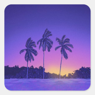 Jag die Sonne – Tropische Palme Sonnenuntergangsst Quadratischer Aufkleber