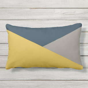 Jag Minimalistischer Farbblock Mustard Navy Grau Kissen Für Draußen