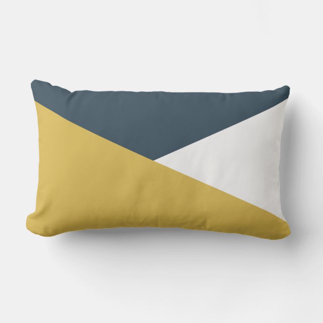 Jag Minimalistischer Farbblock Mustard Navy Kissen Für Draußen (Vorderseite)