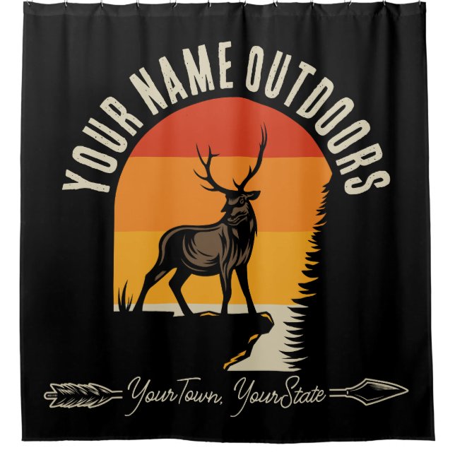 Jagd ADD NAME Außerhalb des Elk Wilderness Camp Duschvorhang (Vorderseite)