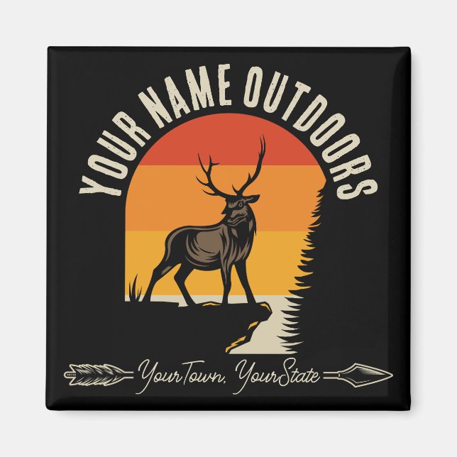 Jagd ADD NAME Außerhalb des Elk Wilderness Camp Magnet (Vorne)