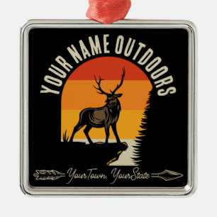 Jagd ADD NAME Außerhalb des Elk Wilderness Camp Ornament Aus Metall