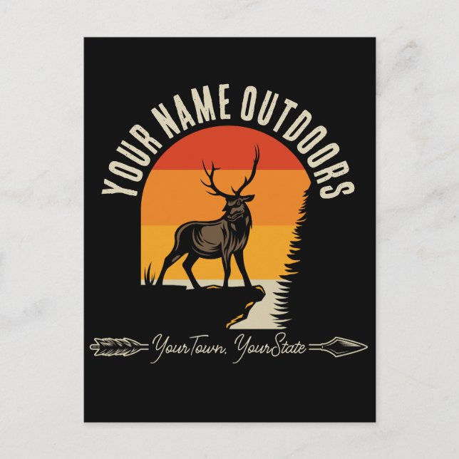 Jagd ADD NAME Außerhalb des Elk Wilderness Camp Postkarte (Vorderseite)