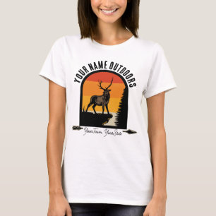 Jagd ADD NAME Außerhalb des Elk Wilderness Camp T-Shirt