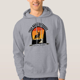 Jagd ADD NAME Outdoor-Reh Wild Elk Wilderness-Camp Hoodie