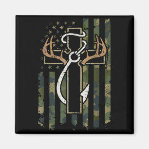 Jagd Angeln Glaube Hirschgeweihe Kreuz Haken Chri Magnet
