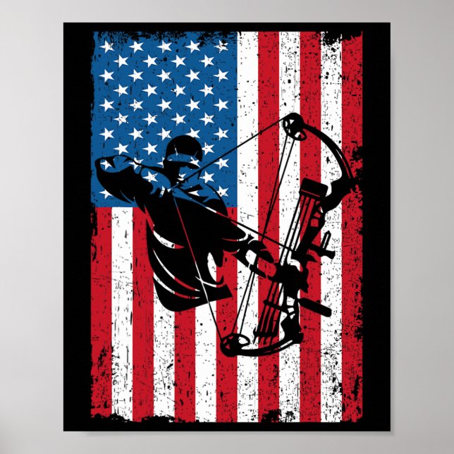 Jagd Archer American Flag Bowhunting Bowhunter Poster (Vorne)