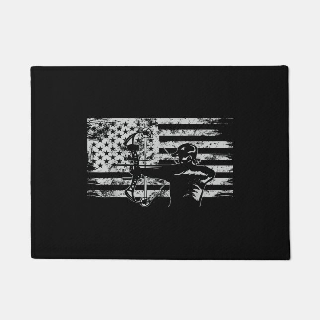 Jagd Archer American Flag Bowhunting Jagen Fußmatte (Vorderseite)