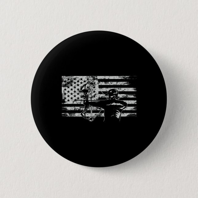 Jagd Archer Amerikanische Flagge Bowhing Junter Me Button (Vorderseite)