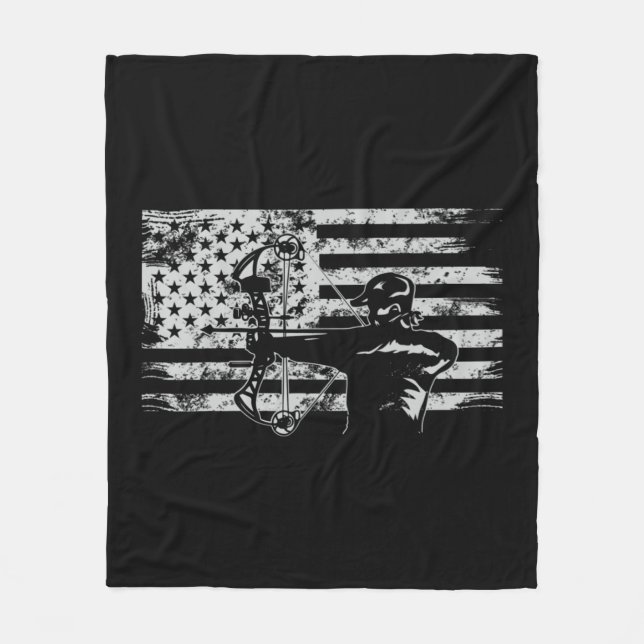 Jagd Archer Amerikanische Flagge Bowhing Junter Me Fleecedecke (Vorderseite)