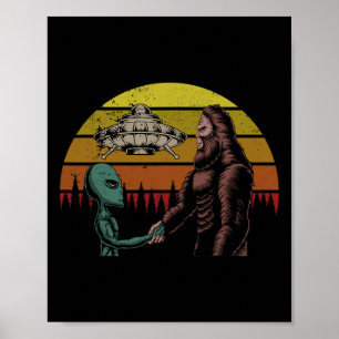 Jagd auf Alien und Bigfoot Sasquatch Poster