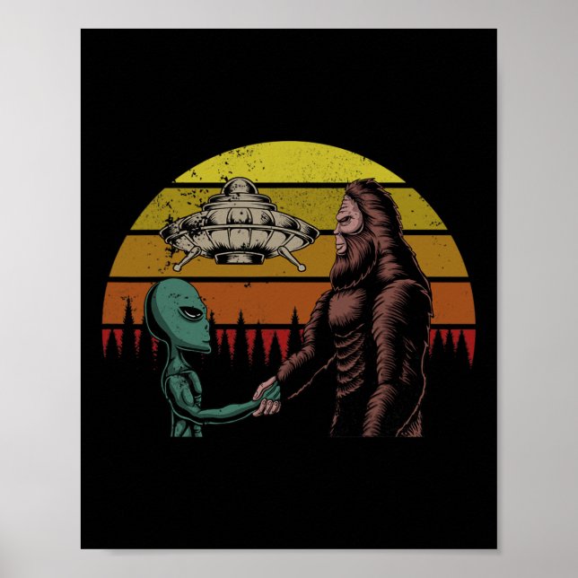 Jagd auf Alien und Bigfoot Sasquatch Poster (Vorne)