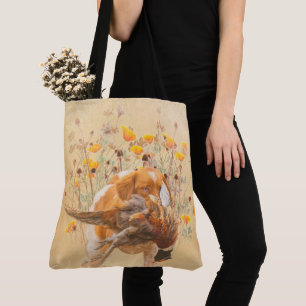Jagd auf Epagneul Breton Tote Tag Tasche
