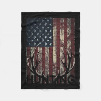 Jagd auf Hirsch Amerikanische Flagge Wilder Jäger Fleecedecke