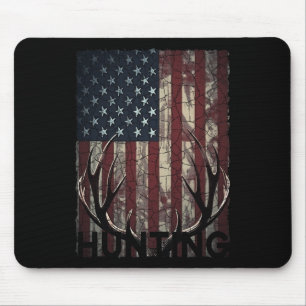 Jagd auf Hirsch Amerikanische Flagge Wilder Jäger  Mousepad